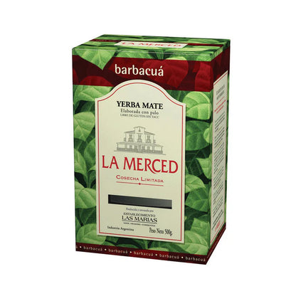 Pack La merced con palo Barbacua 500 grs, Mate Calabaza y Bombilla Alpaca